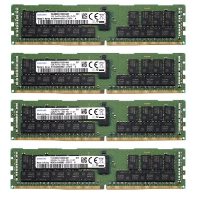 Samsung 128GB (4X32GB) DDR4 2666MHz ECC REG RDIMM Memory Ram M393A4K40BB2-CTD - Image 1 of 4
