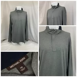 Michael Kors Sweater XXL Gray 1/4 Zip 100% Cotton Long Sleeve YGI RE3106 - Picture 1 of 12