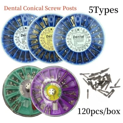 Dental Conical Screw Posts Gold plated/Pure titanium/Stainless steel 120Pcs/Box - Image 1 of 4
