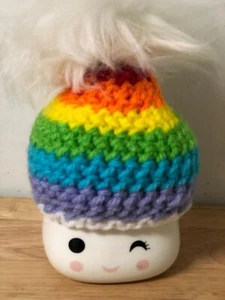 Handmade Crocheted rainbow Marshmellow Mug Hat - Picture 1 of 2