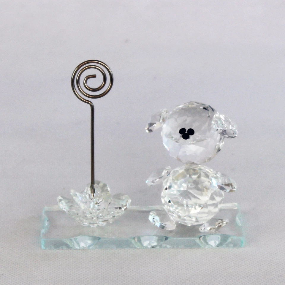 25875 Bomboniere Portafoto Orsetto con Fiore in cristallo Trasparente (kit 6 pez - Immagine 1 di 1