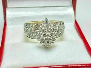 1CT Simulated Diamond Cocktail Engagement Ring 10KT Yellow Gold Plated Silver - Picture 1 of 5