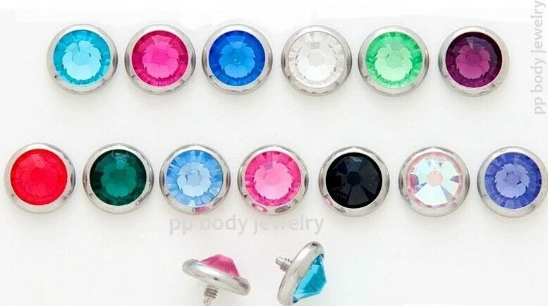 Tapa de anclaje dérmico roscada internamente de acero quirúrgico plano CZ 14G 316L de 6 mm  Foto 1 de 1