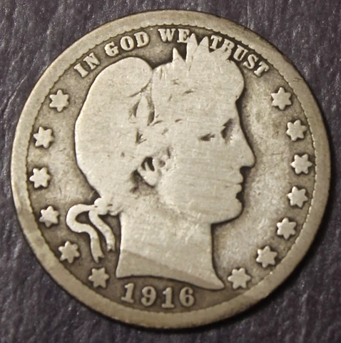 1916 D Barber Quarter Good Cleaned.........................Lot 114 Cover