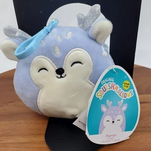 Squishmallows FARRYN The Fawn 3,5" Clip, Baby Blue Deer Sassy Squad Nuovo con etichette - Foto 1 di 8