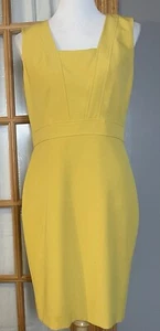 Kasper Women’s Sheath Dress Sz 6 Yellow Stretch Sleeveless Slit Career Party - Picture 1 of 15