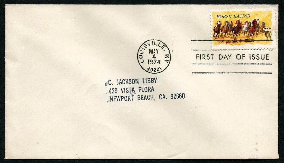 USA, SCOTT # 1528, WITH ADDRESS FDC COVER - HORSE RACING, YEAR 1974 - Image 1 of 1