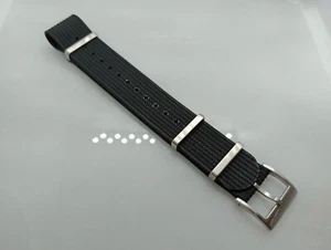New Zuludiver Watchgecko 20mm Black Nylon Divers Watch Strap Brushed 6A551 - Picture 1 of 18