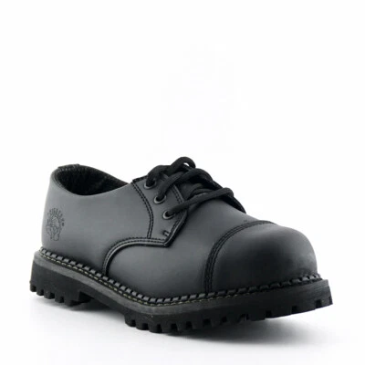 Neu Grinders Regent Cs schwarz 3 Ösen Leder Stahlkappe Combat Unisex Schuhe