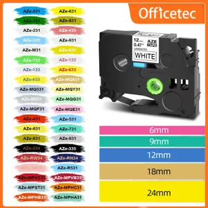 Compatible TZ TZe Laminated Label Tape for Brother P-Touch 6/9/12/18/24/36MM - Picture 1 of 94
