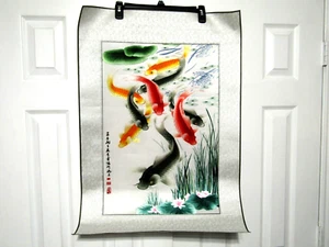 Chinese SuZhou Silk Embroidery Art Painting The Beautiful Goldfish 21.5X31" - Picture 1 of 12