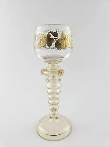 Römer / Weinglas mit goldenem Weinlaub. Fritz Heckert, 19.Jh. - Bild 1 von 8