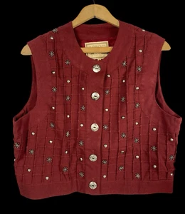 Double D Ranchwear Vest Western Wear M Textured Embellished Concho Countrycore - Picture 1 of 10