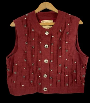 Double D Ranchwear Vest Western Wear M Textured Embellished Concho Countrycore - Image 1 of 4