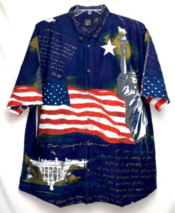 Cotton Traders Men's US American Flag 4th of July Button Down Shirt XXL Blue B*H - Picture 1 of 4