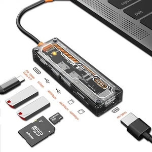6-in-1 USB C Hub with 100W PD, 4K@60Hz HDMI, USB 3.0, SD/TF Card Reader - Tra... - Picture 1 of 9