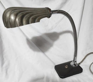 Vintage Art Deco Swan Neck Desk Lamp Lamp  Shell Shade - Picture 1 of 6