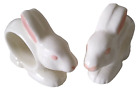 2 Vintage Porcelain Rabbit Napkin Rings Cottage Core Farmhouse Country Easter