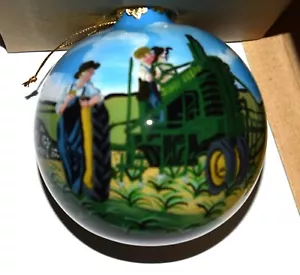 HAND-PAINTED JOHN DEERE WALTER HASKELL "LUNCH TIME" THIRD ORNAMENT IN A SERIES - Picture 1 of 7