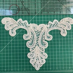 Vintage European Ivory Bead and Pearl Neckline Appliques - Picture 1 of 4