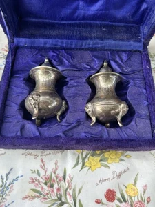 Antique / vintage (c1920’s-50’s) decorative EPNS Salt & Pepper Pot Set. Boxed. - Picture 1 of 9