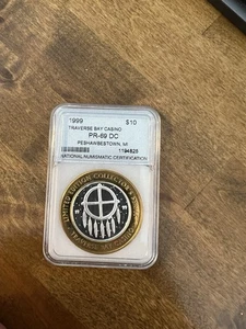 1999 Traverse Bay Casino $10 Fine Silver Gaming Token Ltd Edition Dreamcatcher - Picture 1 of 5