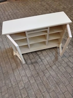Dolls House White Display Cupboard with Shelves  Side Board  Kitchen Shop - Image 1 of 4