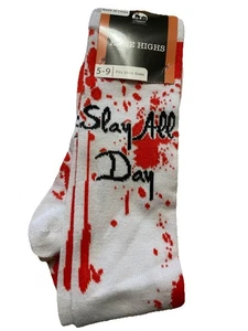 Halloween Kniestrümpfe ~ Slay All Day ~ Größe 5-9 ~ Neu - Bild 1 von 3