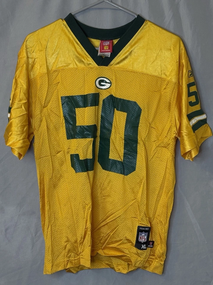 Camiseta deportiva Reebok NFL #50 HAWK JENNINGS XL (18-20) Yellow Green Bay PACKERS Foto 1 de 4