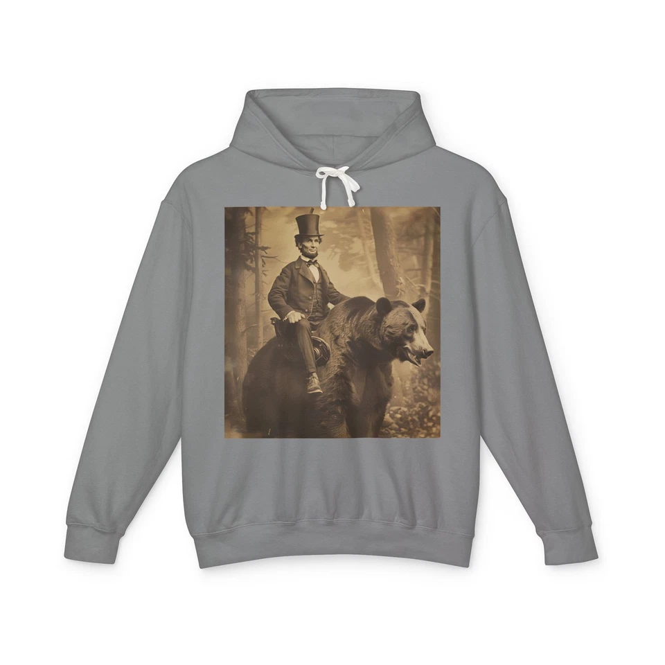 Авраам Линкольн верхом медведь толстовка с капюшоном альтернативная история одежды  - Изображение 1 из 1