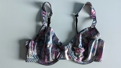 Sujetador de satén de segunda piel de colección de los años 90 34C brillante Demi sin forro Wetlook floral sin marca Foto 1 de 4