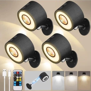 4 Pack Battery Operated Magnetic Picture Lights w/ Remotes, 3 Light Colors - Picture 1 of 9