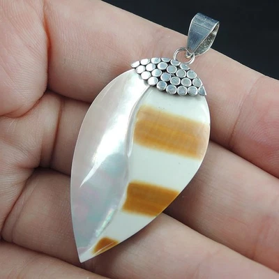 Gioielli pendenti fatti a mano conchiglia naturale Nautilus in argento... - Immagine 1 di 4