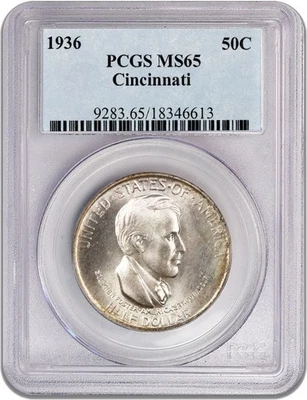 1936 50C Cincinnati Music Center Commemorative Silver Half Dollar PCGS MS65 - Image 1 of 4