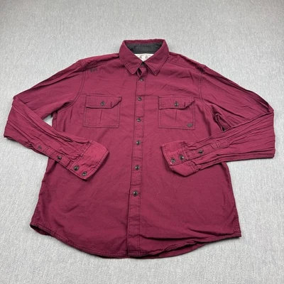 Fox Racing Shirt Mens XL Burgundy Button Canvas Western Rodeo Cowboy Long Sleeve - Image 1 of 4