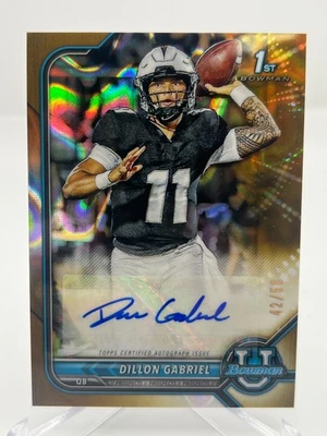 2022 BOWMAN CHROME U DILLON GABRIEL 42/50 GOLD LAVA REFRACTOR AUTO BCPA-DG - Image 1 of 2