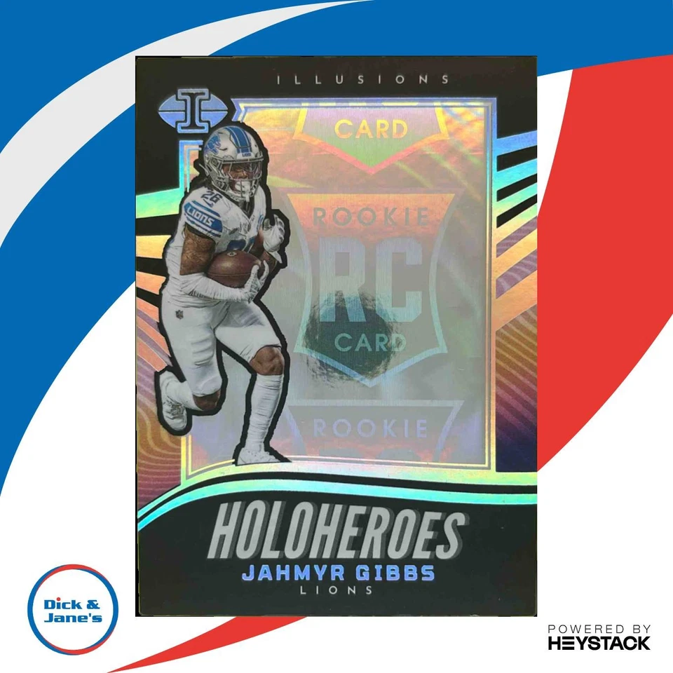 2023 Panini Illusions Jahmyr Gibbs HoloHeroes Rookie #16 RC Detroit Lions - Image 1 of 4