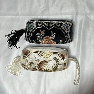 Dos bolsas chinas vintage con cremallera de seda usadas en excelente estado antiguas de 1980 compradas en China - Imagen 1 de 2