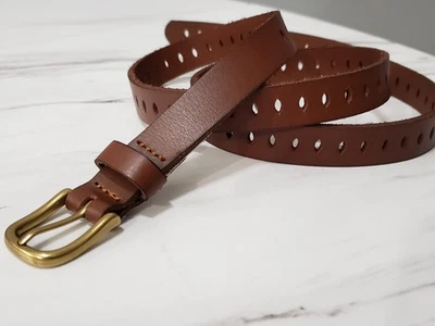 American Eagle Outfitters Womens SKINNY BROWN LEATHER BELT boho western hippie - Image 1 of 4