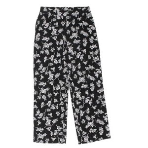 Vince Camuto Wide Leg Pants Womens Small Black Floral Easy Wear Pull On Stretch - Picture 1 of 2