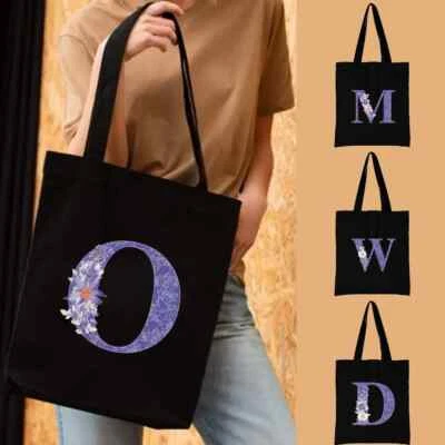 NEW 100% Premium Cotton Canvas Shopping Bag Foldable Shoulder Tote Shopper Bags - Image 1 of 4