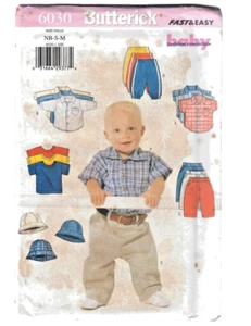 T-Shirt Pants Hat Infants NB-S-M Baby Butterick 6030 Sewing Pattern Outfit Easy - Picture 1 of 4