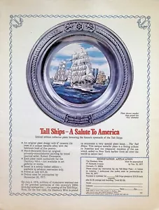 VINTAGE 1970s Print Ad ~ Danbury Mint ~ Tall Ships - A Salute To America Plate - Picture 1 of 1