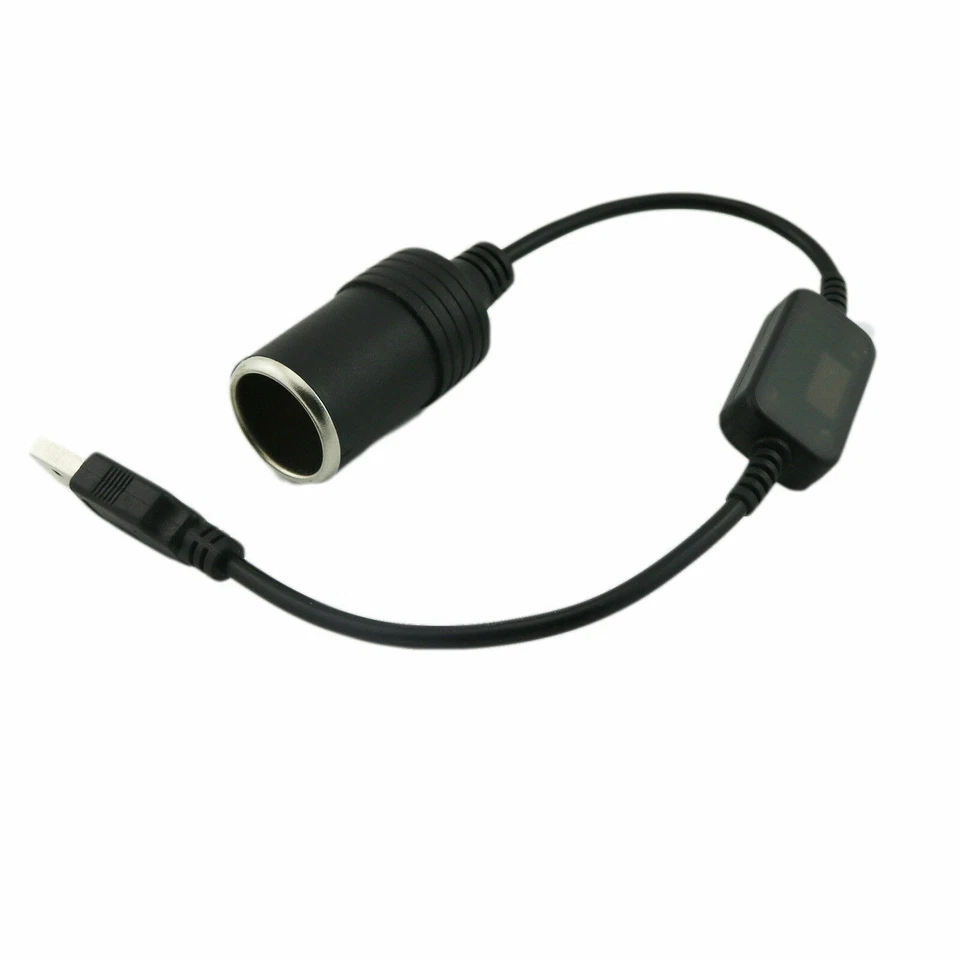 USB Male 5V To 12V Car Cigarette Lighter Female Socket Converter Adapter Cable - Image 1 of 1
