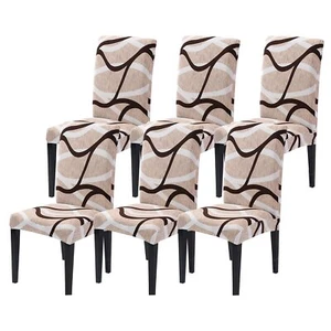Dining Room Chair Covers Set of 6 Stretch Soft Spandex Removable Washable Cha... - Picture 1 of 8