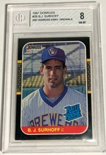 1987 DONRUSS B.J. SURHOFF ROOKIE RC #28 MILWAUKEE BREWERS BGS 8 NM-MT (DR)