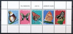 SINT MAARTEN 2015 - VLINDERS EERSTE EN TWEEDE VIJF - 2 BLOKKEN POSTFRIS - Imagen 1 de 2