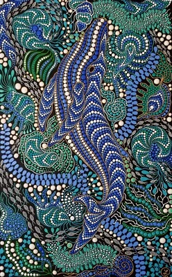 Оригинальная картина кит на холсте морские животные рыбы искусство синий морской искусства 20 * 31 - Изображение 1 из 4