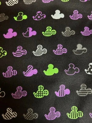 Disney Fabric Mickey Mouse Japanese Icon Print Black 44x48 RARE - Image 1 of 4