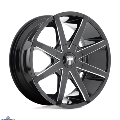 20x8.5 DUB 1PC 109 Gloss Black Milled 5x108/5x114.3 35mm Offset Cover